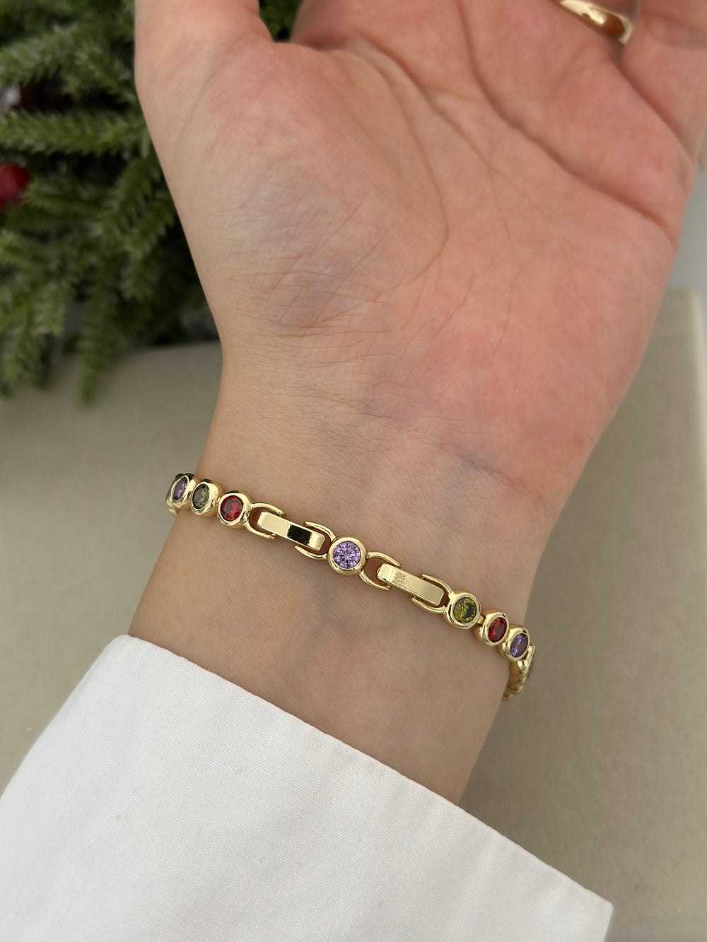 Renkli Yuvarlak Taşlı Bileklik