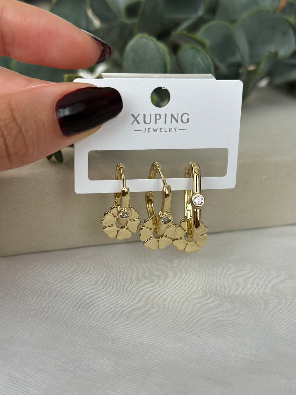 Yonca Detay Üçlü Küpe