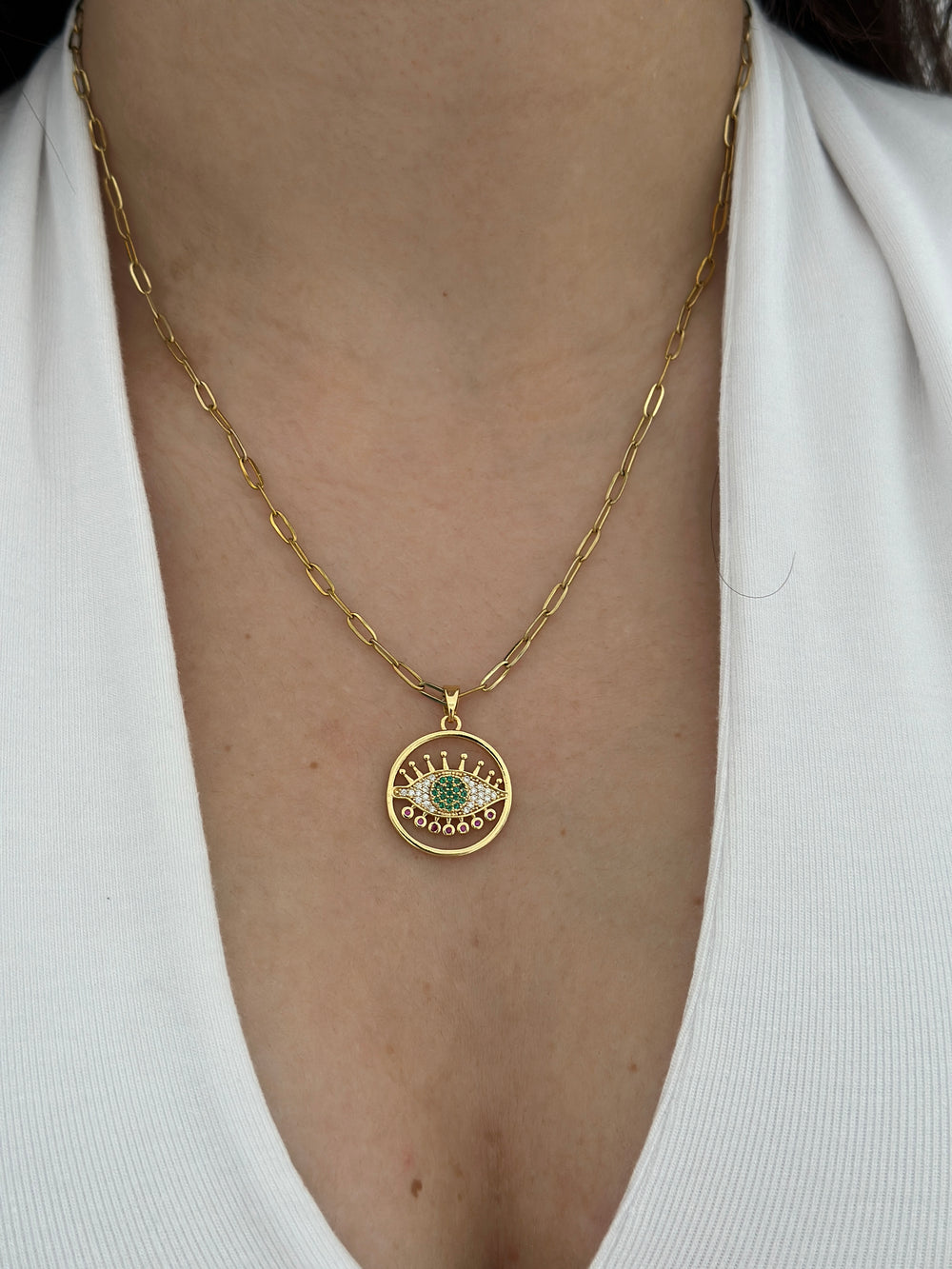 Göz Detay Ataç Zincir Taşlı Kolye