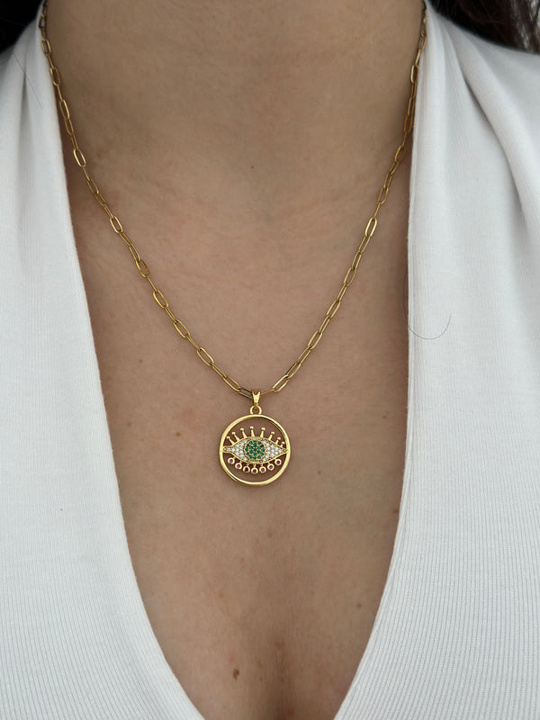 Göz Detay Ataç Zincir Taşlı Kolye