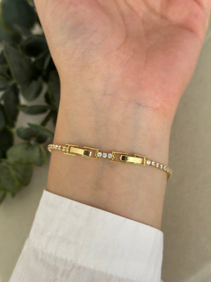 Çelik Gold Yuvarlak Plak Su Yolu Bileklik