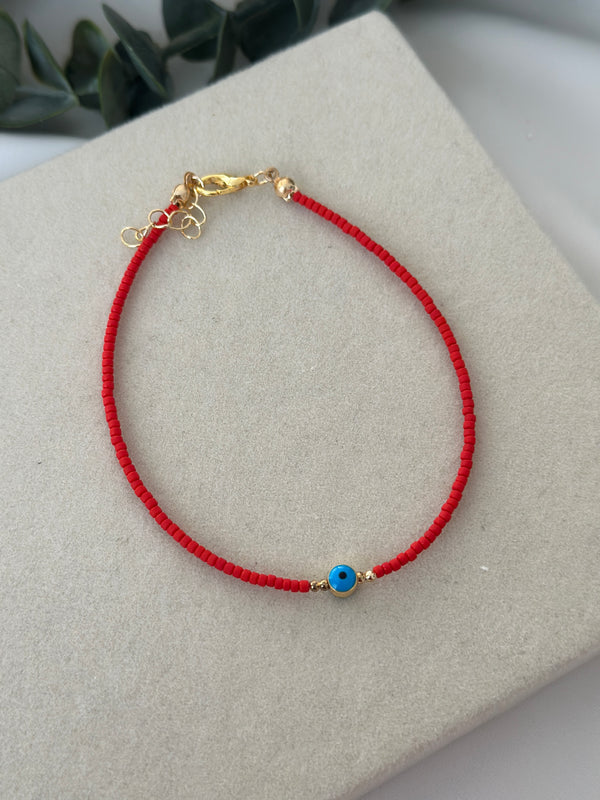 Nazar Boncuklu Kırmızı Halhal