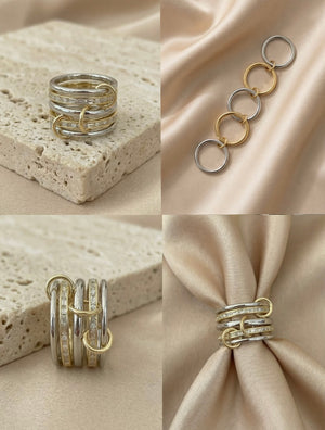 Silver-Gold Beşli Yüzük