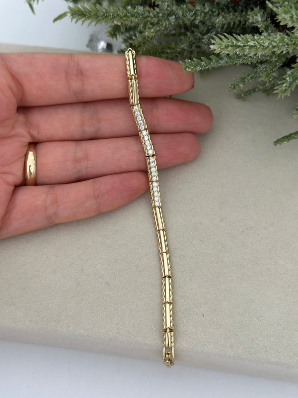 Taşlı Burgu Desen Plaka Bileklik