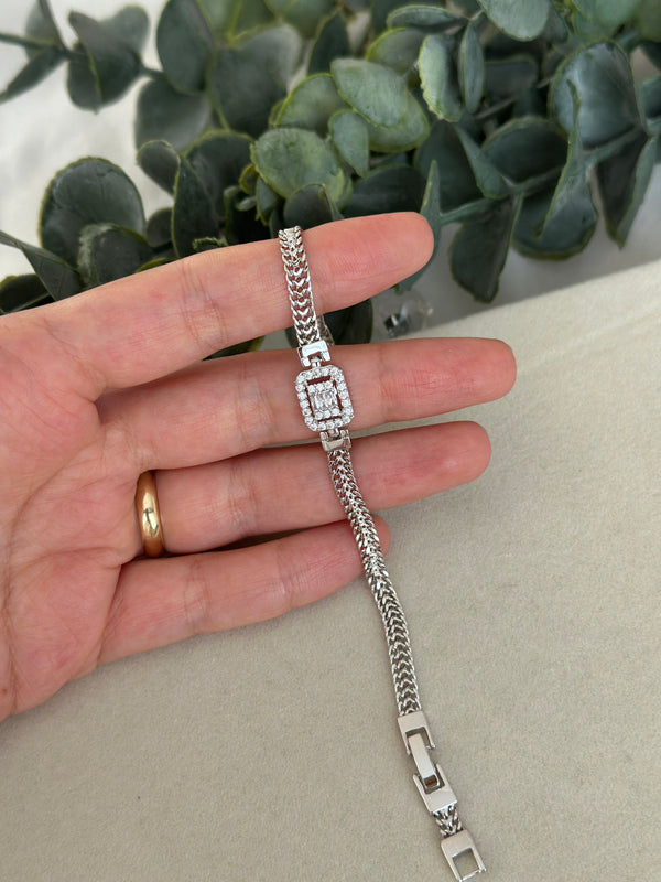 Silver Baget Taşlı Bileklik
