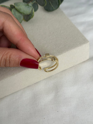 Çift Kat Yuvarlak Kare Plaka Yüzük