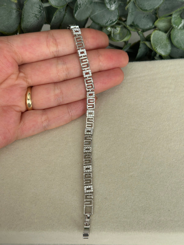 Taşlı Silver Labirent Bileklik