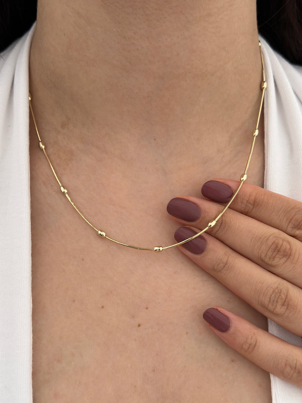 Yılan Zincir Aralıklı Silindir Top Kolye