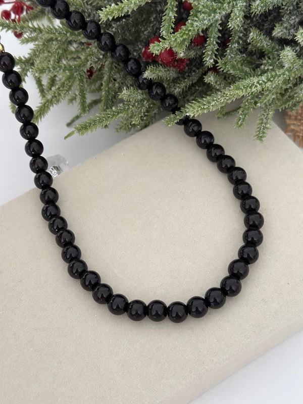 Siyah İnci Top Kolye