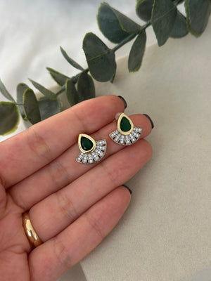 Yeşil Damla Taş Tasarım Küpe