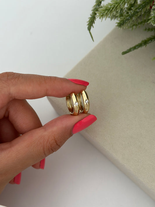 Bombe Mini Taşlı Halka Küpe