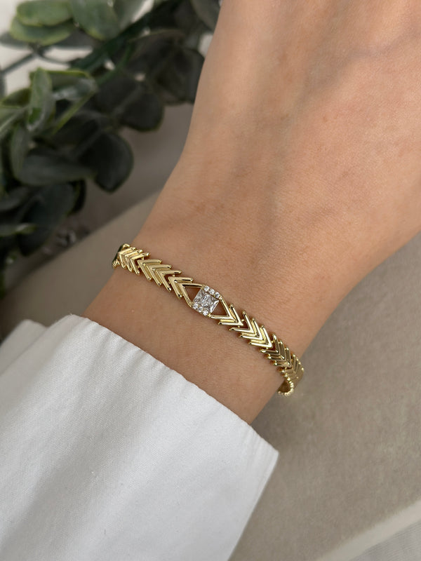 Taşlı Balık Sırtı Bileklik