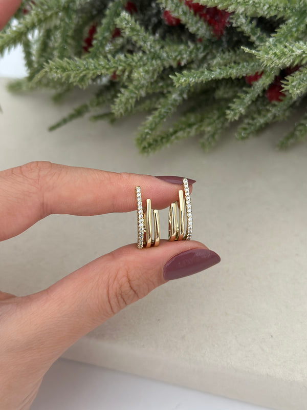 Üç Şerit Klipsli Küpe