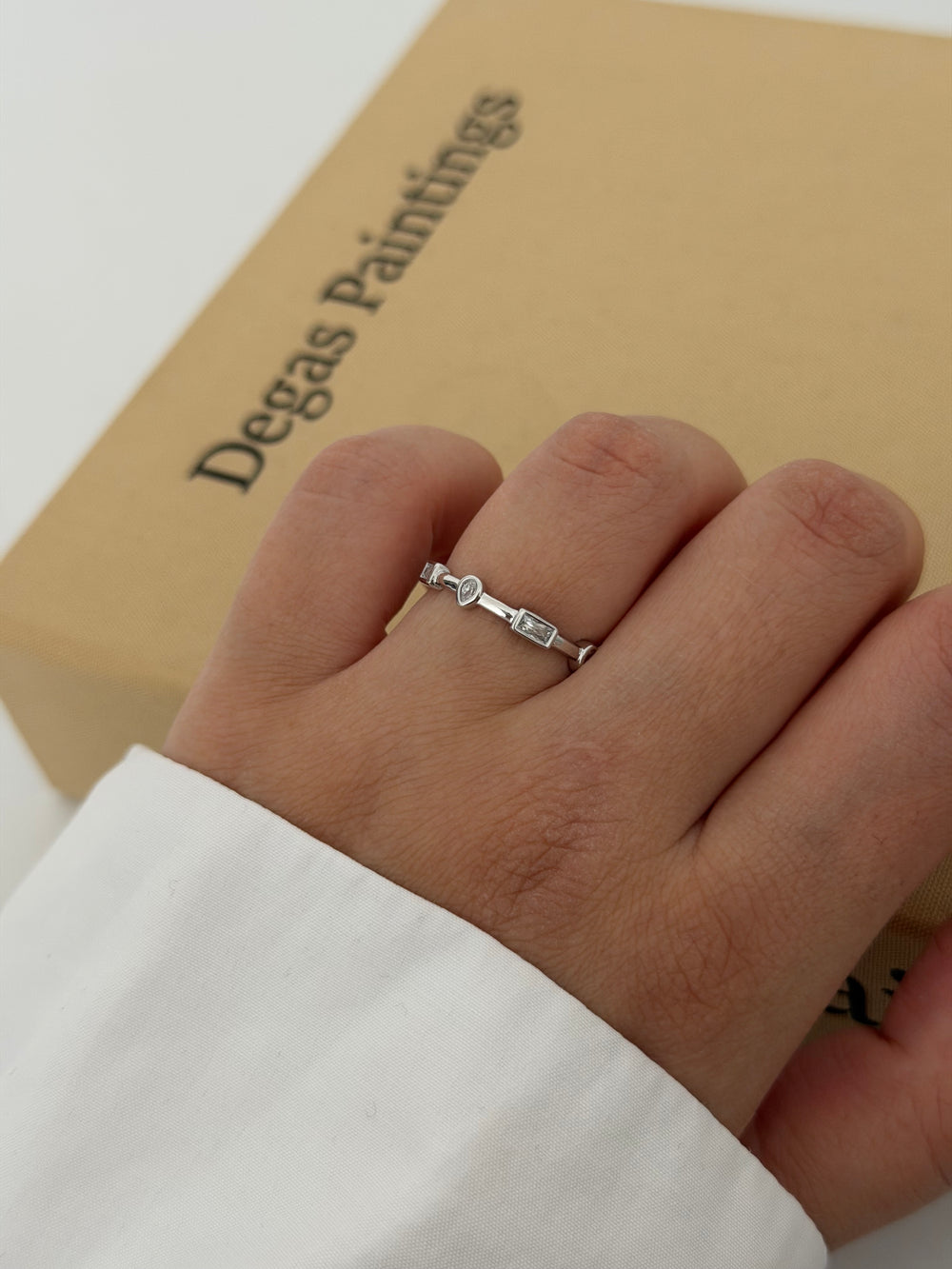 Silver Damla Kare Taşlı Yüzük