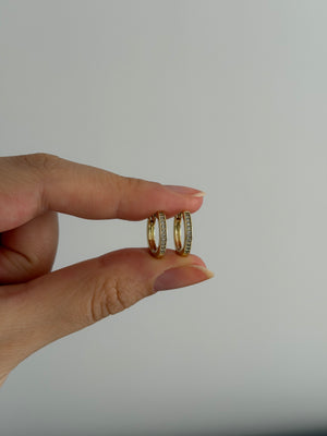 Mini Taşlı Halka Küpe