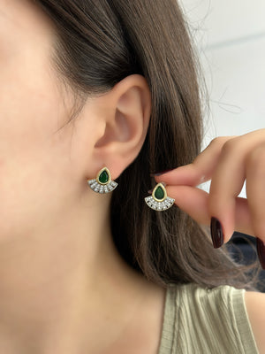 Yeşil Damla Taş Tasarım Küpe