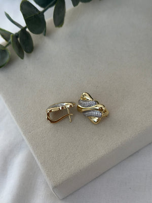 Kare Plaka İki Renk Küpe