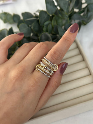 Silver-Gold Beşli Yüzük