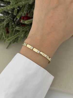 Kare Taşlı Plaka Bileklik