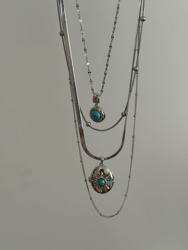 Çelik Silver Kapaklı Çoklu Kolye