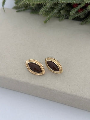 Kahverengi Taş Küpe