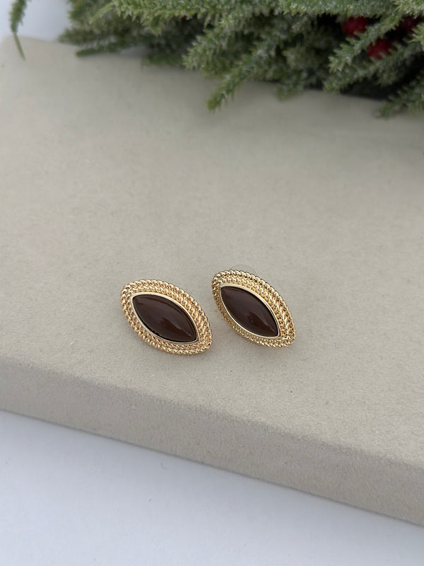 Kahverengi Taş Küpe