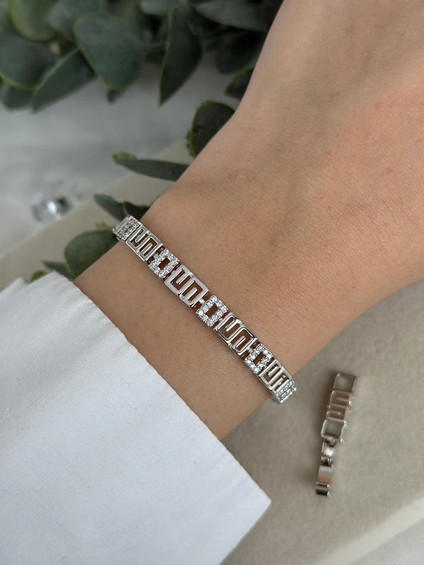 Silver Taşlı Labirent Bileklik