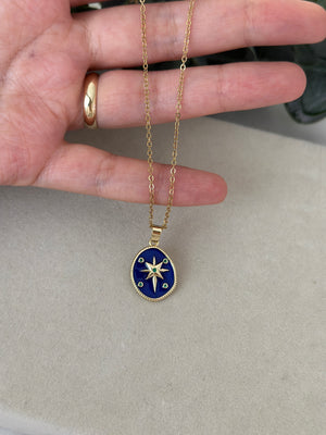 Kuzey Yıldızlı Mavi Çelik Kolye