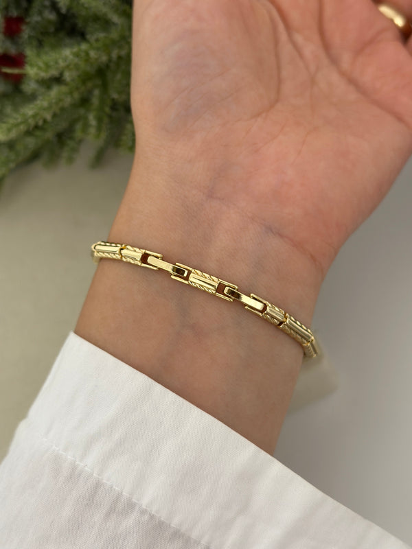 Taşlı Burgu Desen Plaka Bileklik