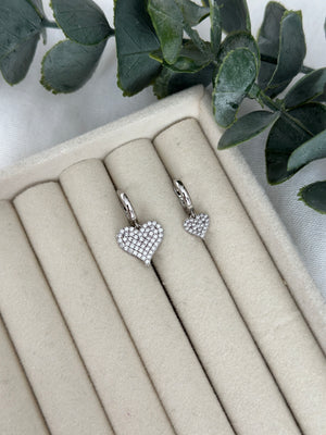 Silver Büyük-Küçük Kalp Uçlu Küpe