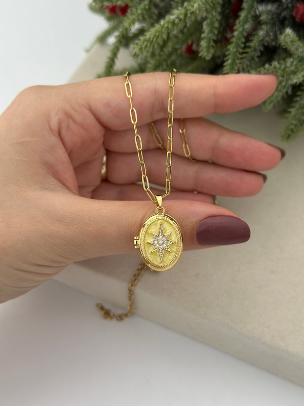 Kapaklı Ataç Zincir Kuzey Yıldızlı Kolye