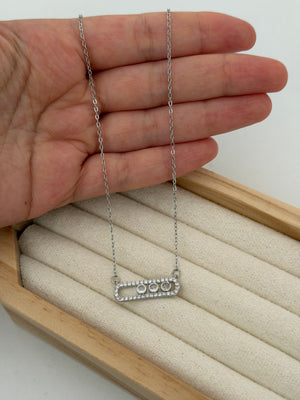 Silver Üç Taş Sıralı Kolye