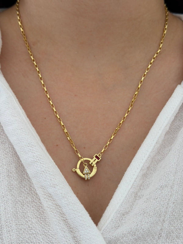Pembe Taşlı Charm Kolye