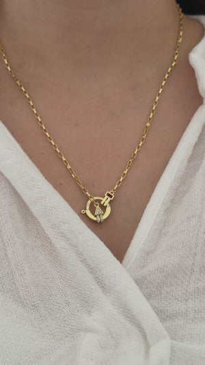 Pembe Taşlı Charm Kolye
