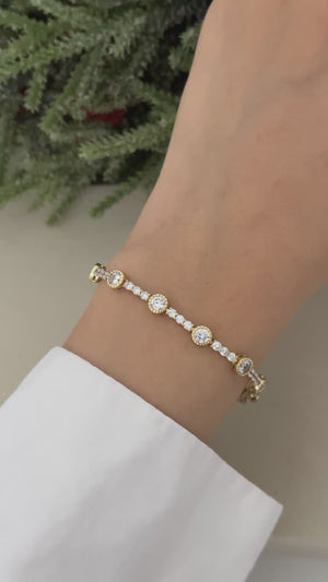 Gold Yuvarlak Plaka Su Yolu Bileklik