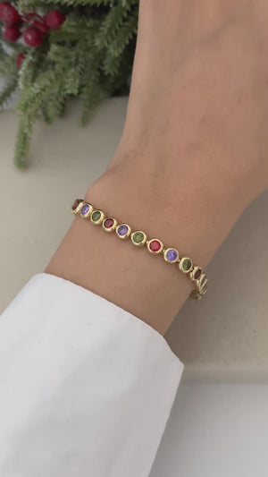 Renkli Yuvarlak Taşlı Bileklik